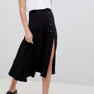 ASOS DESIGN midi skater skirt with split black